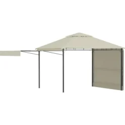 Paviljong med förlängda tak 3x3x2,75 m gräddvit 180 g/m²