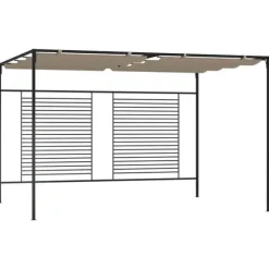 Paviljong med infällbart tak - Stabil utomhuslösning | Färg: Taupe | Storlek: 3x4x2,3 m