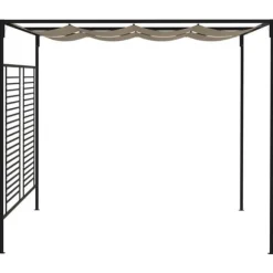 Paviljong med infällbart tak - Stabil utomhuslösning | Färg: Taupe | Storlek: 3x4x2,3 m