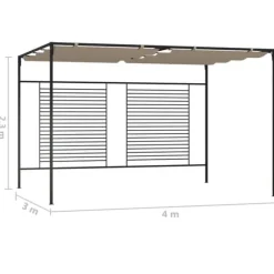 Paviljong med infällbart tak - Stabil utomhuslösning | Färg: Taupe | Storlek: 3x4x2,3 m