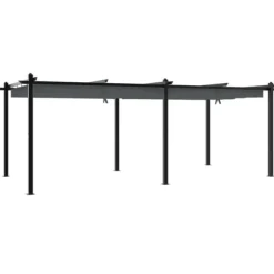 Paviljong med infällbart tak antracit 3x6 m aluminium