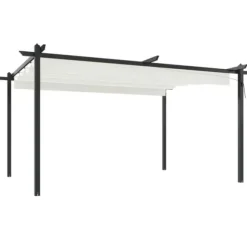 Paviljong med infällbart tak 4x3 m gräddvit