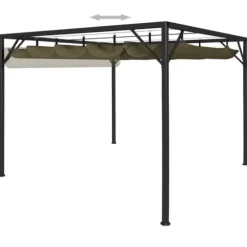 Paviljong med infällbart tak 3x3 m taupe 180 g/m² - Paviljong - Paviljonger - Home & Living