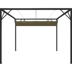 Paviljong med infällbart tak 3x3 m - Vattentålig och UV-skyddande | Färg: Taupe | Storlek: 3x3 m