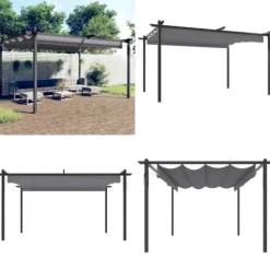 Paviljong med infällbart tak 4x3 m antracit - Paviljong - Paviljonger - Home & Living