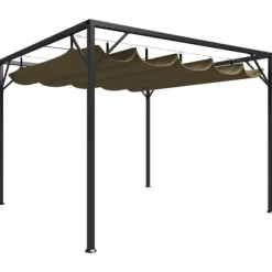 Paviljong med infällbart tak 3x3 m taupe 180 g/m²