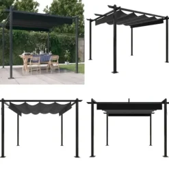 Paviljong med infällbart tak 3x3 m antracit - Paviljong - Paviljonger - Home & Living