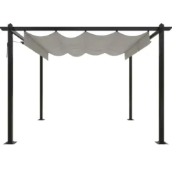 Paviljong med infällbart tak 3x3 m gräddvit