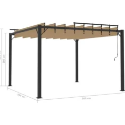 Paviljong med justerbart lamelltak - Uteplatspaviljong | Färg: Taupe | Storlek: 3x3 m