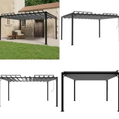 Paviljong med lamelltak 3x4 m antracit tyg och aluminium - Paviljong - Paviljonger - Home & Living