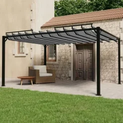 Paviljong med lamelltak 3x4 m antracit tyg och aluminium - Paviljong - Paviljonger - Home & Living