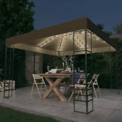 Paviljong med ljusslinga LED 3x3 m taupe