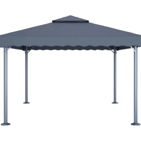 Paviljong med ljusslinga LED 400x300 cm antracit aluminium