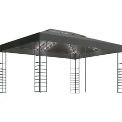 Paviljong med ljusslinga LED 3x4 m antracit