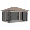 Paviljong med myggnät 4x3x2,73 m taupe 180 g/m²