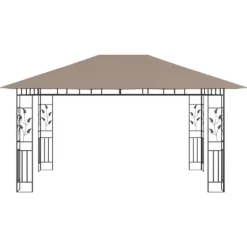 Paviljong med myggnät 4x3x2,73 m taupe 180 g/m²