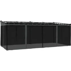 Paviljong med nätväggar - Rostbeständig Stålram | Färg: Antracit | Storlek: 6x3 m