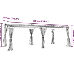 Paviljong med nätväggar - Rostbeständig Stålram | Färg: Antracit | Storlek: 6x3 m