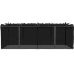 Paviljong med nätväggar antracit 6x3 m stål