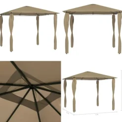 Paviljong med stolpar 3x3x2,6 m taupe 160 g/m² - Paviljong - Paviljonger - Home & Living