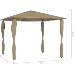 Paviljong med stolpar 3x3x2,6 m taupe 160 g/m² - Paviljong - Paviljonger - Home & Living