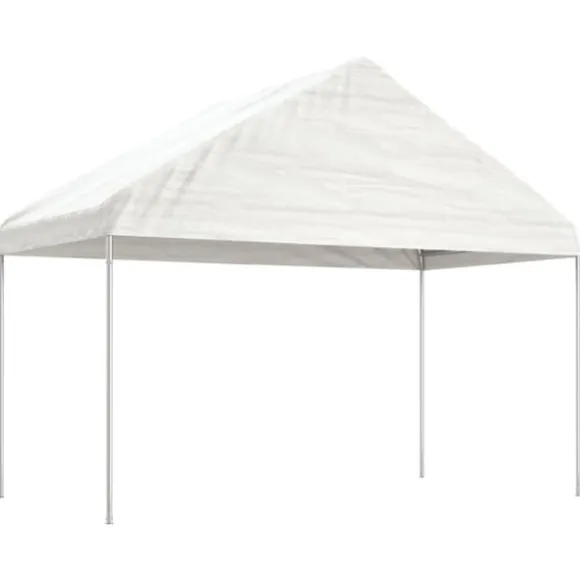 Paviljong med tak vit 15,61x4,08x3,22 m polyeten