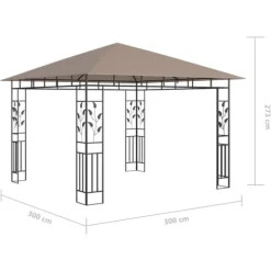 Paviljong myggnät och ljusslinga LED 3x3x2,73 m taupe 180 g/m² - Paviljong - Paviljonger - Home & Living