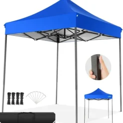 Paviljong, Vattentåligt Tyg, Justerbar Höjd,Blå