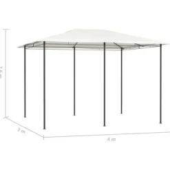 Paviljong 3x4 m med massiv stålkonstruktion - Utomhusskydd för fester | Färg: Gräddvit | Storlek: 3x4x2,6 m