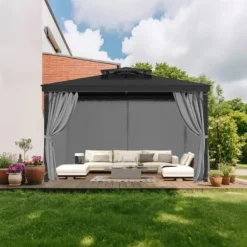 Paviljonggardiner, 283x340x203,5 cm, Grå, Polyester