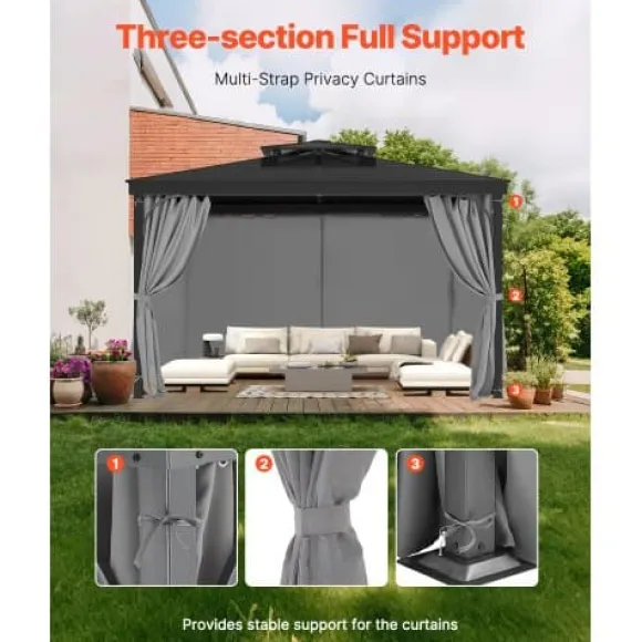 Paviljonggardiner, 283x340x203,5 cm, Grå, Polyester