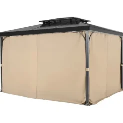 Paviljonggardiner, 340x283x203 cm, Khaki, Vattentät polyester