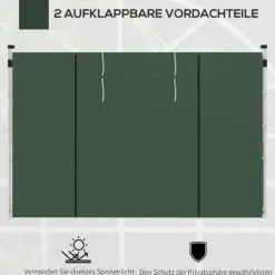 Paviljongsidor 2-pack 3x3/3x6 m, fönster & kardborre, vattentäta oxford, gröna