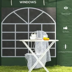 Paviljongsidor 2-pack 3x3/3x6 m, fönster & kardborre, vattentäta oxford, gröna