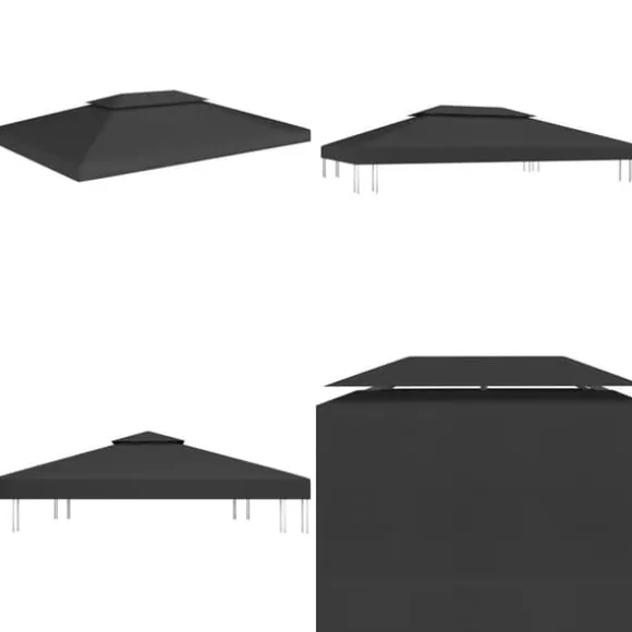 Paviljongtak med ventilering 310 g/m² 4x3 m svart - Paviljong - Paviljonger - Home & Living