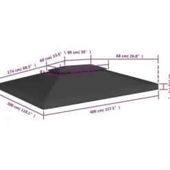 Paviljongtak med ventilering 310 g/m² 4x3 m svart - Paviljong - Paviljonger - Home & Living