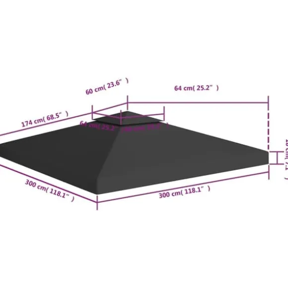 Paviljongtak med ventilering 310 g/m² 3x3 m svart - Paviljong - Paviljonger - Home & Living
