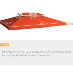 Paviljongtak 3x4 m, ersättningstak i polyester, roströd