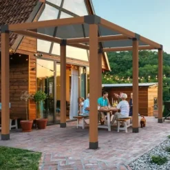 Pergola beslagssats, 4-vägs hörnbeslag 2 st, 14,2x14,2 cm, svart, stål