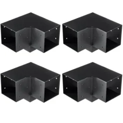 Pergola Fästesats, 3-vägs hörnfäste, 14,2x14,2 cm, Svart, Stål