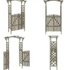 Pergola med grind 116x40x204 cm grå massivt granträ - Pergola - Trädgårdsbåge - Home & Living