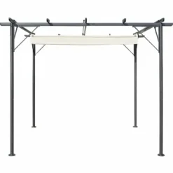 Pergola med indragbart tak gräddvit 3x3 m stål - Trädgårdsbåge - Trädgårdsbågar - Home & Living