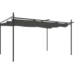 Pergola med infällbart tak - Utomhuspaviljong | Färg: Antracit | Storlek: 395x292x230 cm