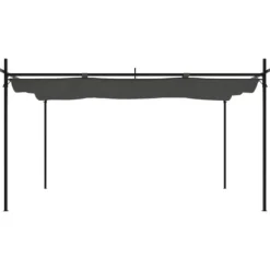 Pergola med infällbart tak - Utomhuspaviljong | Färg: Antracit | Storlek: 395x292x230 cm
