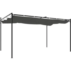 Pergola med infällbart tak - Utomhuspaviljong | Färg: Antracit | Storlek: 395x292x230 cm
