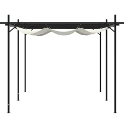 Pergola med infällbart tak gräddvit 589x292x230 cm
