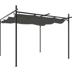 Pergola med infällbart tak antracit 295x292x230 cm