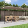 Pergola med infällbart tak taupe 589x292x230 cm