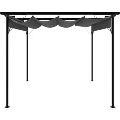 Pergola med infällbart tak antracit 3x3 m stål 180 g/m²