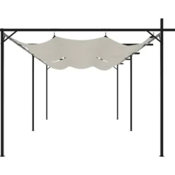 Pergola med infällbart tak | Färg: Gräddvit | Storlek: 589x292x230 cm
